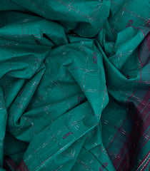 Green Handloom Kadapa Cotton Saree With Checks-Green