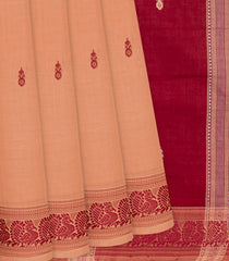 Light Peach Handloom Kadapa Cotton Saree With Butta-Light Peach