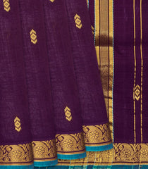 Light Green Handloom Kadapa Cotton Saree With Butta-Purple