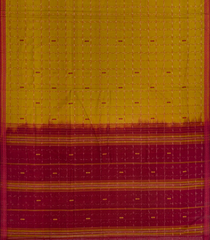 Olive Green Handloom Kadapa Cotton Saree With Checks-Olive Green