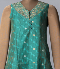 Teal Blue Chanderi Kurti-Teal