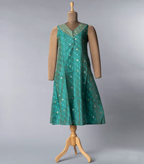 Teal Blue Chanderi Kurti-Teal