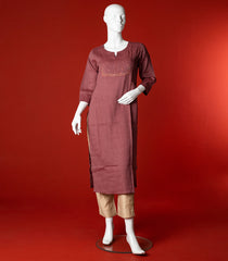 Mauve Kurti With Tonal Embroidery-Mauve