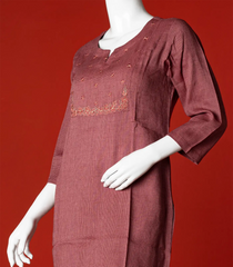 Mauve Kurti With Tonal Embroidery-Mauve