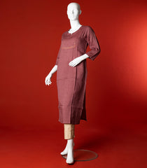 Mauve Kurti With Tonal Embroidery-Mauve