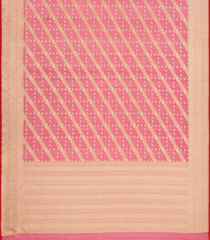 Peach Handwoven Banarasi Organza  Silk Saree With Floral Motifs-Peach