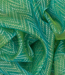 Aquamarine Handwoven Banarasi Organza Silk Saree With Chevron Motifs-Aquamarine