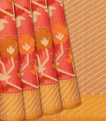 Prach Handwoven Banarasi Organza Silk Saree With Geometric Floral Motifs-Peach