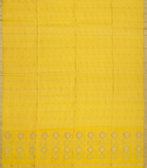 Yellow Handloom Organza Silk Saree With Square Motifs-Yellow