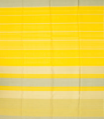 Yellow Handloom Kora Silk Saree With Stripes-Yellow