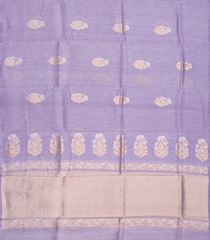 Lavender Handwoven Linen Saree With Floral Motifs-Lavander