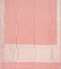 Baby Pink Handwoven Linen Saree With Coin Motifs-Baby Pink