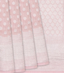 Dusty Pink Handwoven Linen Saree With Coin Motifs-Dusty Pink