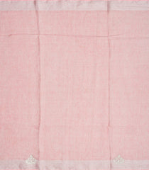 Baby Pink Woven Linen Saree With Embroidered Floral Motifs-Baby Pink