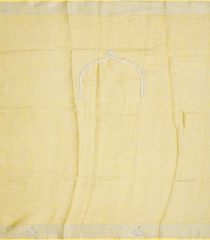 Yellow Woven Linen Saree With Embroidered Floral Motifs-Yellow