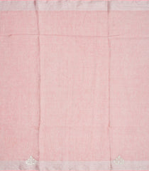 Baby Pink Woven Linen Saree With Embroidered Floral Motifs-Baby Pink