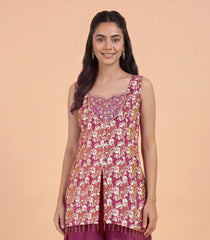 Mauve Pink Shimmer Festive Sharara Set-RC5689