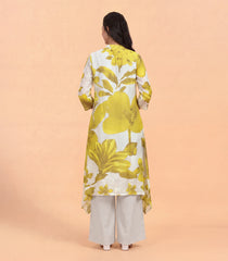 Lime Green & Off White Floral Printed Co-Ord Set-RC5686