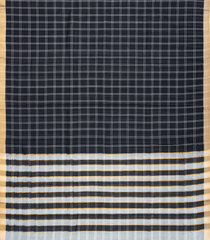 Black Handloom Mangalagiri Cotton Saree With Checks -Black