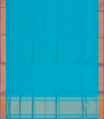 Cyan Handloom Mangalagiri Plain Cotton Saree-Cyan