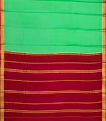 Leafy Green Mysore Plain Crepe Silk Saree With Temple Border-Leaf Green