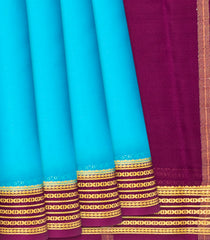 Sky Blue Mysore Plain Crepe Silk Saree -Sky Blue