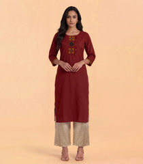 Maroon and mustard casual kurta-RC5730