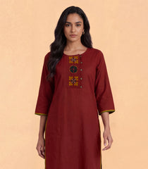 Maroon and mustard casual kurta-RC5730