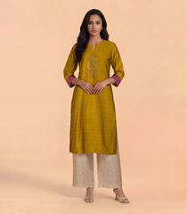 Mustard Embroidered Kurta-RC5703