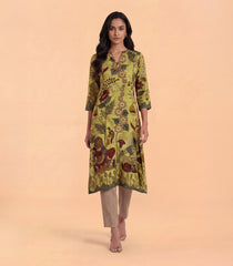 Mustard Kalamkari Printed Kurta-KR0880
