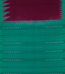 Pink Handwoven Orissa Cotton Saree With Dotted Stripes & Micro Motifs in Contrast Aquamarine Pallu & Border-Pink