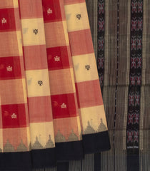 Sandal Handloom Orissa Cotton Saree With Checks-Sandal