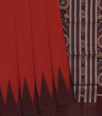 Red Handloom Orissa Silk Saree With Floral Maroon Pallu-Red