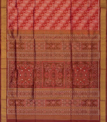 Red Tissue Handloom Orissa Silk Saree With Tribal Motifs-Red