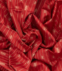 Red Handloom Orissa Silk Saree With Spearhead Motifs & Stripes-Red