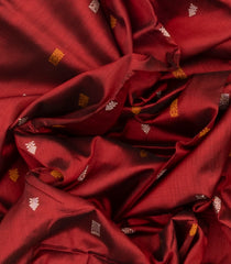 Crimson Handloom Orissa Silk Saree With Floral Motifs-Crimson