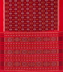 Maroon Handloom Orissa Cotton Saree With Ikat Floral Motifs-Maroon