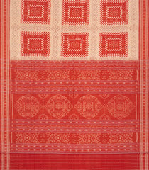 Sandal Handloom Orissa Cotton Saree With Ikat Motifs-Sandal