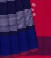 Navy Blue Handloom Orissa Cotton Saree With Tie & Dye Motifs -Navy Blue