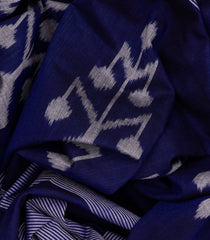 Navy Blue Handloom Orissa Cotton Saree With Tie & Dye Motifs -Navy Blue