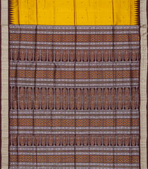 Mustard Handloom Orissa Silk Saree With Brown Border-Mustard