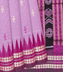 Lavender Handloom Orissa Ikat Silk Saree With Pink Border-Lavander