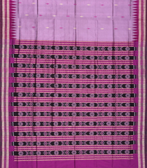 Lavender Handloom Orissa Ikat Silk Saree With Pink Border-Lavander