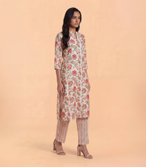 Off-White with Pink Floral Printed Co-Ord Set-CO5025