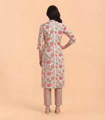 Off-White with Pink Floral Printed Co-Ord Set-CO5025