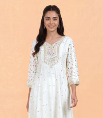 Off White Embroidery Festive Kurta-RC5706