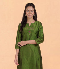 Olive Green Embroidered Kurta-KR0885