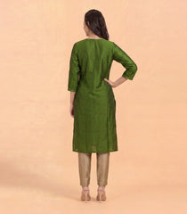 Olive Green Embroidered Kurta-KR0885