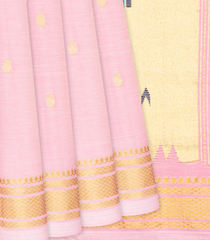 Baby Pink Handloom Paithani Silk Saree With Mango Buttas-Baby Pink