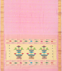 Baby Pink Handloom Paithani Silk Saree With Mango Buttas-Baby Pink